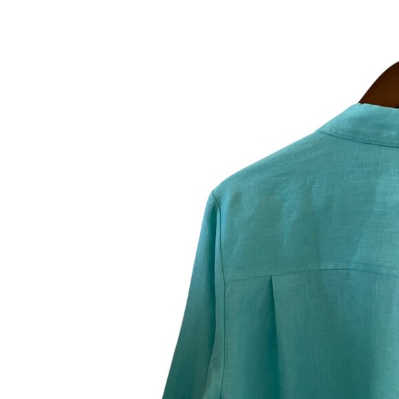 Richard Malcom NEW Irish Linen Button Down Shirt In Turquoise Size XL - Picture 8 of 14
